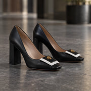 Maura Women's Chunky Block Heel Pumps - Black - Footwear > High Heels > Block Heel Pumps - Michael Verde - Image 3