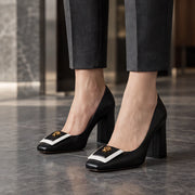 Maura Women's Chunky Block Heel Pumps - Black - Footwear > High Heels > Block Heel Pumps - Michael Verde - Image 1
