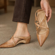 Melina Women's Cross-Strap Leather Slip-On Mules - Beige - wap - Michael Verde - Image 2