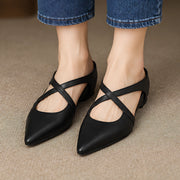 Melina Women's Cross-Strap Leather Slip-On Mules - Black - wapfoot - Michael Verde - Image 3