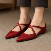 Melina Women's Cross-Strap Leather Slip-On Mules - Red - wapfoot - Michael Verde - Image 3