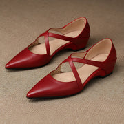 Melina Women's Cross-Strap Leather Slip-On Mules - Red - Heels - Michael Verde - Image 4