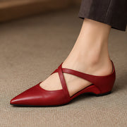 Melina Women's Cross-Strap Leather Slip-On Mules - Red - Footwear > Mules > Wedge Mules - Michael Verde - Image 1