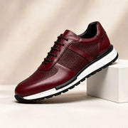 Merrick Leather Sneakers - Burgundy - polished leather - Michael Verde - Image 4