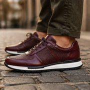 Merrick Leather Sneakers - Burgundy - Sneakers - Michael Verde - Image 1