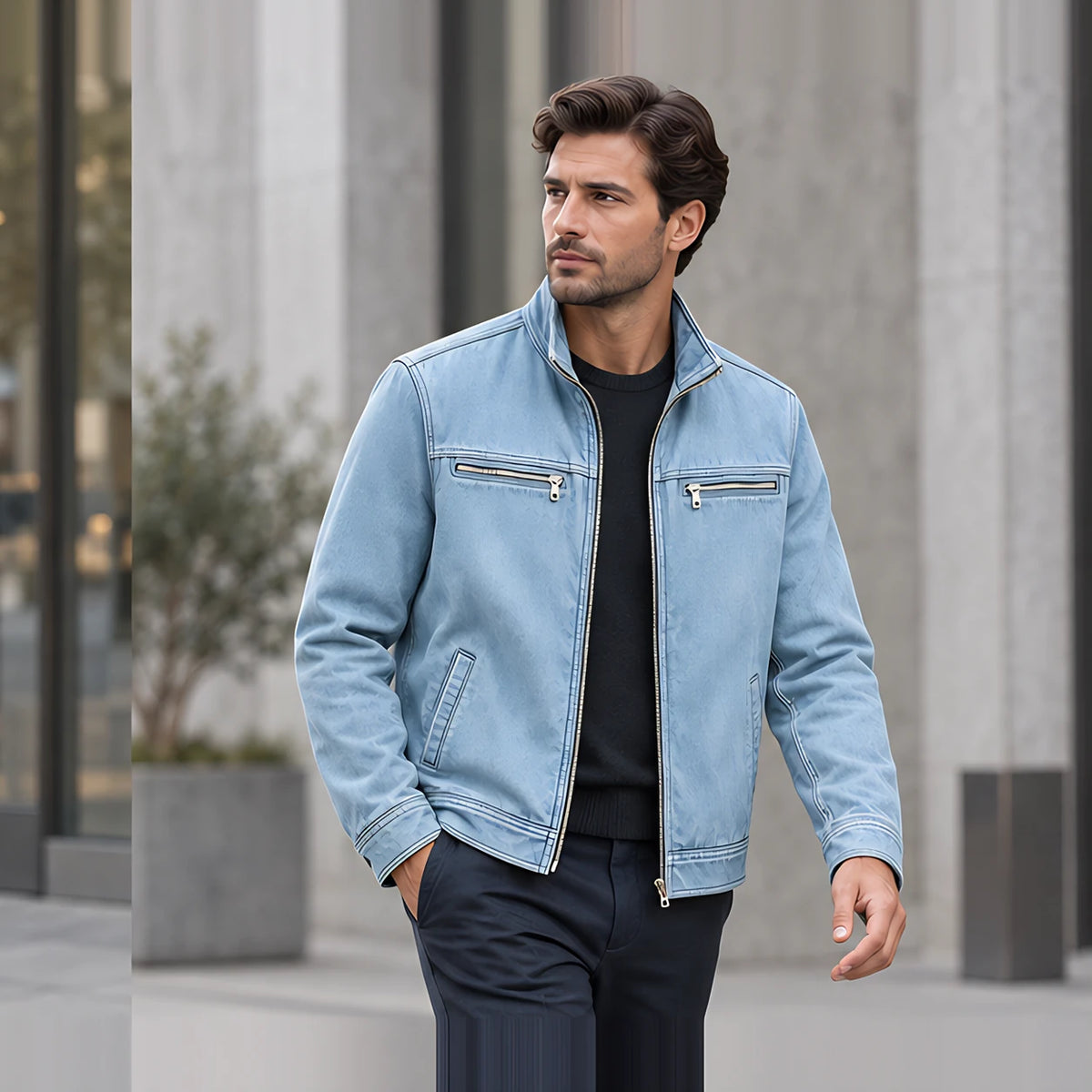 Millbrook Men's Washed Field Jacket - Sky Blue - Jacket - Michael Verde - Image 2