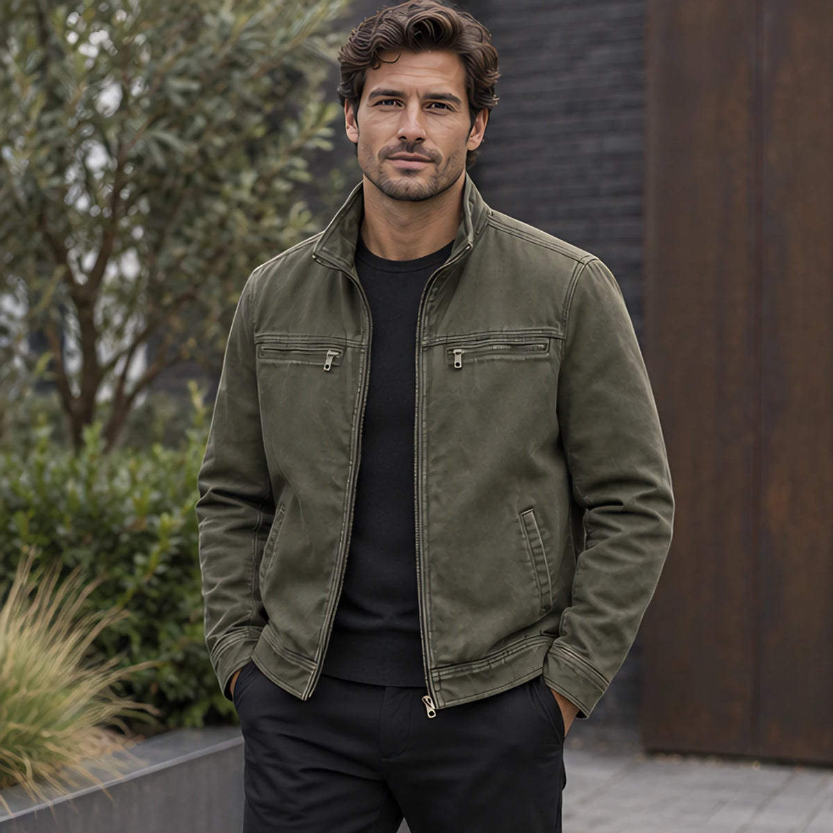 Millbrook Men's Washed Field Jacket - Army Green - Men's Clothing > Outerwear > Field Jackets - Michael Verde - Image 1