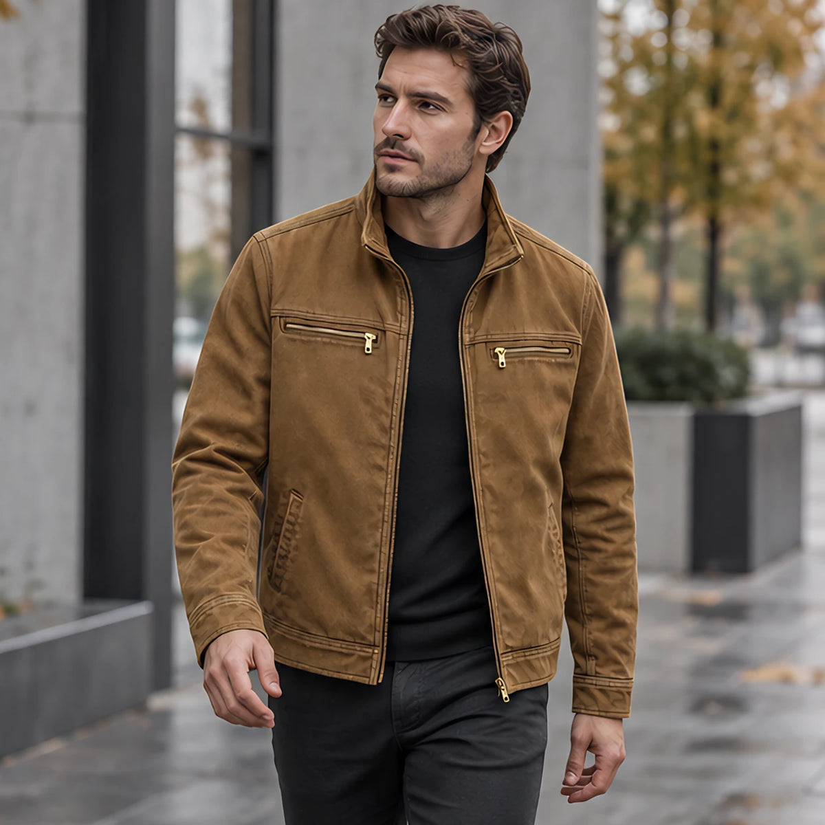 Millbrook Men's Washed Field Jacket - Yellow Brown - Jacket - Michael Verde - Image 2