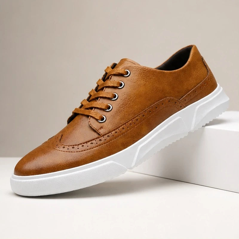 Montague Leather Low-Top Sneakers - Light Brown - Footwear > Low-Top Leather Sneakers - Michael Verde - Image 1