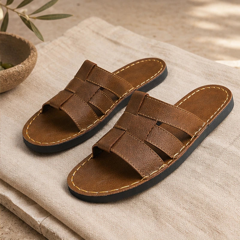 Moritzo Leather Sandals - Brown - Sandals - Michael Verde - Image 1