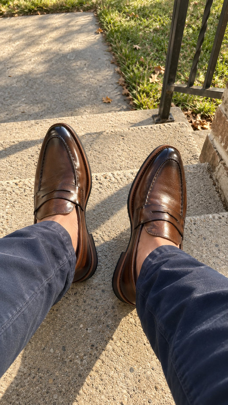 Customer photo of Alden Italian Leather Penny Loafer (Brown)