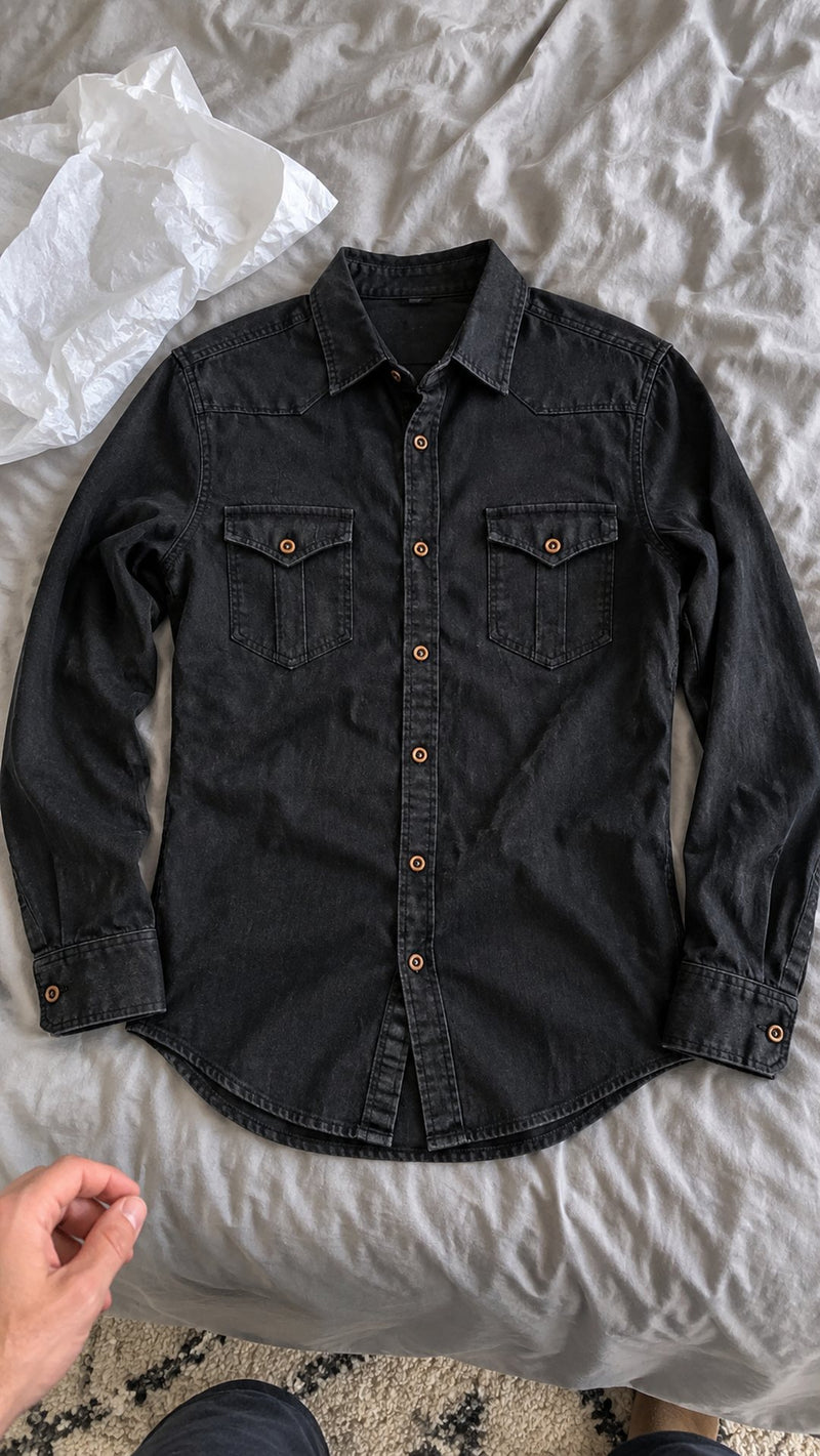 Customer photo of Marston Tailored Denim Shirt (Black)