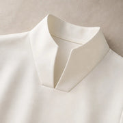 Nerelle Structured V-Cut Mock Neck Blouse - White - mock neck - Michael Verde - Image 3