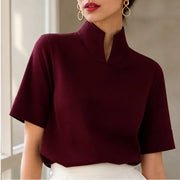 Nerelle Structured V-Cut Mock Neck Blouse - Red - Blouse - Michael Verde - Image 1