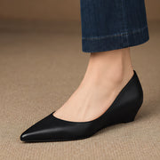 Ophelia Women's Leather Flats - Black - Women's Footwear > Pumps > Pointed-Toe Pumps - Michael Verde - Image 1