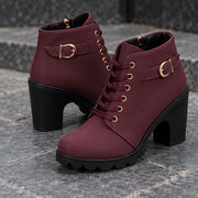 Orelia Women's Block Heel Ankle Boots - Burgundy - Boots - Michael Verde - Image 2