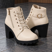 Orelia Women's Block Heel Ankle Boots - Cream - Boots - Michael Verde - Image 2