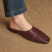 Orla Women's Square Toe Leather Mules - Brown - Women's Footwear > Mules - Michael Verde - Image 1