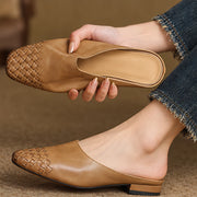 Orla Women's Square Toe Leather Mules - Khaki - Women's Shoes - Michael Verde - Image 2