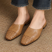 Orla Women's Square Toe Leather Mules - Khaki - female - Michael Verde - Image 3