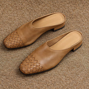 Orla Women's Square Toe Leather Mules - Khaki - Women's Footwear > Mules - Michael Verde - Image 4