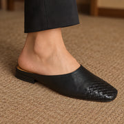 Orla Women's Square Toe Leather Mules - Black - Women's Footwear > Mules - Michael Verde - Image 1
