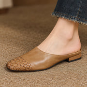 Orla Women's Square Toe Leather Mules - Khaki - Women's Footwear > Mules - Michael Verde - Image 1
