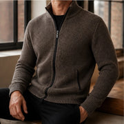 Pascal Textured Knit Sweater - Brown - Men's Clothing > Sweaters & Cardigans > Full-Zip Sweaters - Michael Verde - Image 1