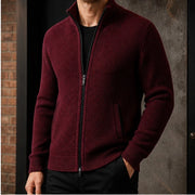 Pascal Textured Knit Sweater - Burgundy - Men's Clothing > Sweaters & Cardigans > Full-Zip Sweaters - Michael Verde - Image 1