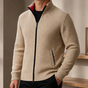 Pascal Textured Knit Sweater - Beige - Men's Clothing > Sweaters & Cardigans > Full-Zip Sweaters - Michael Verde - Image 1