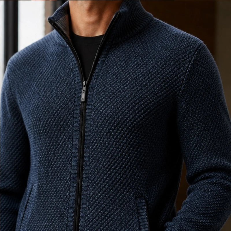 Pascal Textured Knit Sweater - Navy - Catalog Group: Clothing - Michael Verde - Image 2
