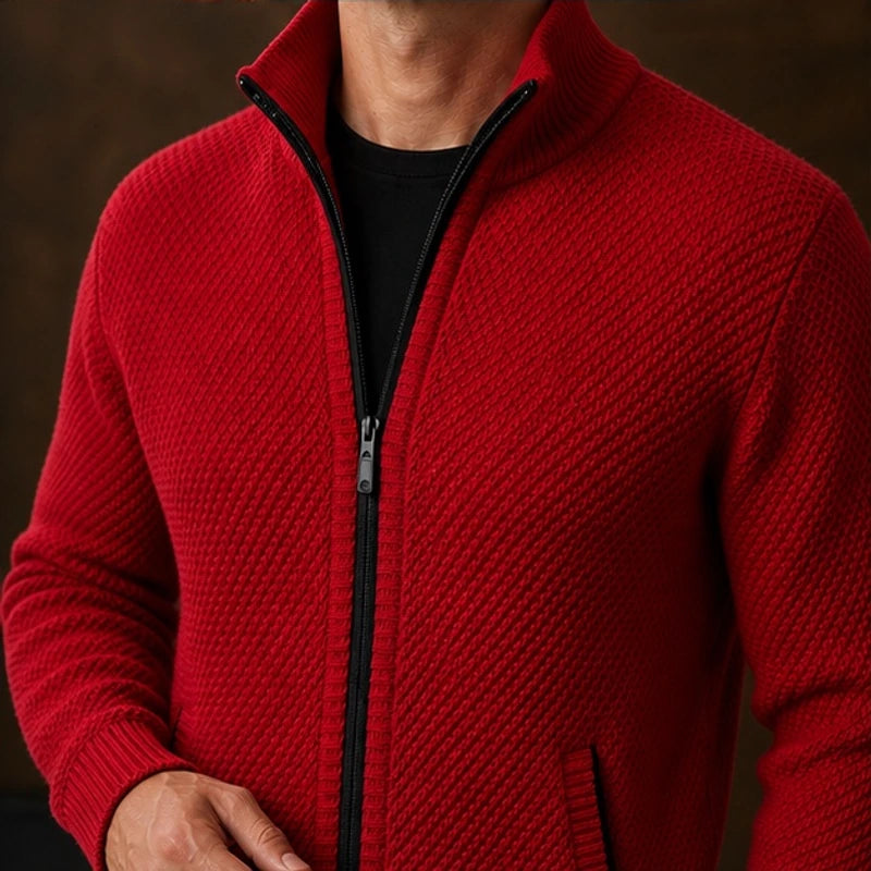 Pascal Textured Knit Sweater - Red - Catalog Group: Clothing - Michael Verde - Image 2