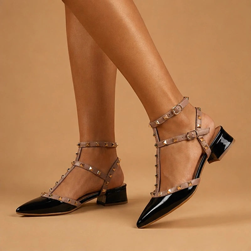 Petra Studded Wrap Heel - Black - women's heels - Michael Verde - Image 2