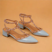 Petra Studded Wrap Heel - Blue - block heel - Michael Verde - Image 3