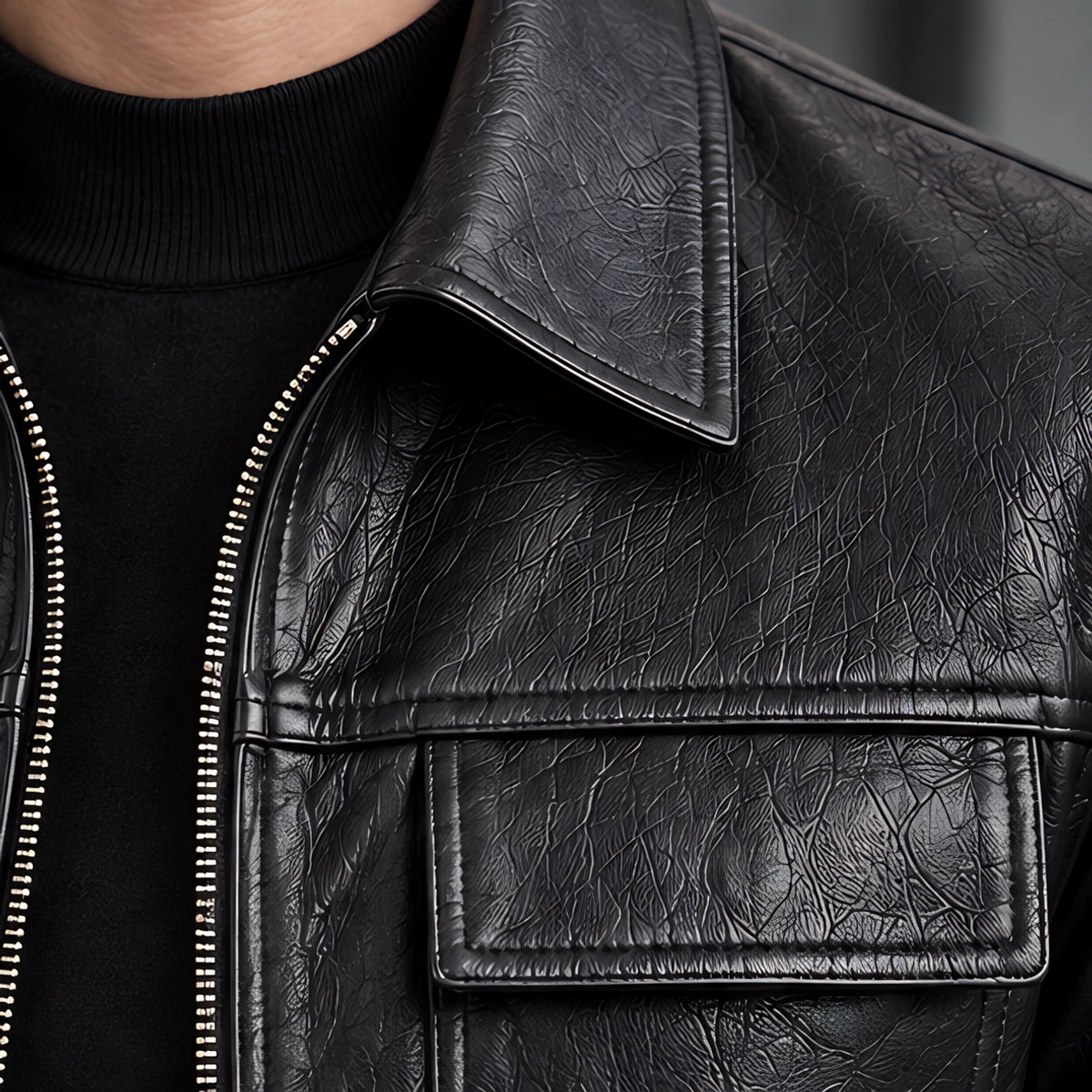Phineas Men's Four-Pocket Leather Field Jacket - Black - men's clothing - Michael Verde - Image 4