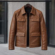 Phineas Men's Four-Pocket Leather Field Jacket - Brown - male - Michael Verde - Image 3