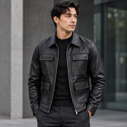 Phineas Men's Four-Pocket Leather Field Jacket - Black - Men's Clothing > Outerwear > Field Jackets - Michael Verde - Image 1