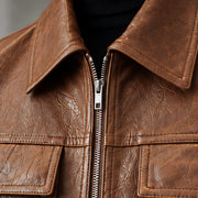 Phineas Men's Four-Pocket Leather Field Jacket - Brown - men's clothing - Michael Verde - Image 4