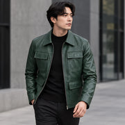 Phineas Men's Four-Pocket Leather Field Jacket - Green - Men's Clothing > Outerwear > Field Jackets - Michael Verde - Image 2