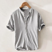 Piero Laid-Back Linen Shirt - Grey - linen shirt - Michael Verde - Image 3