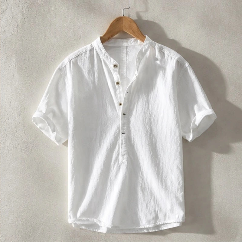 Piero Laid-Back Linen Shirt - White - linen shirt - Michael Verde - Image 3