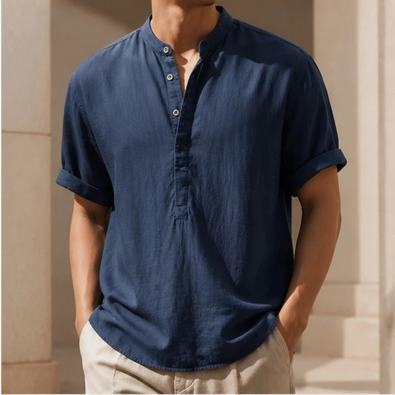 Piero Laid-Back Linen Shirt - Navy - Shirt - Michael Verde - Image 1