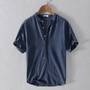 Piero Laid-Back Linen Shirt - Navy - linen shirt - Michael Verde - Image 3