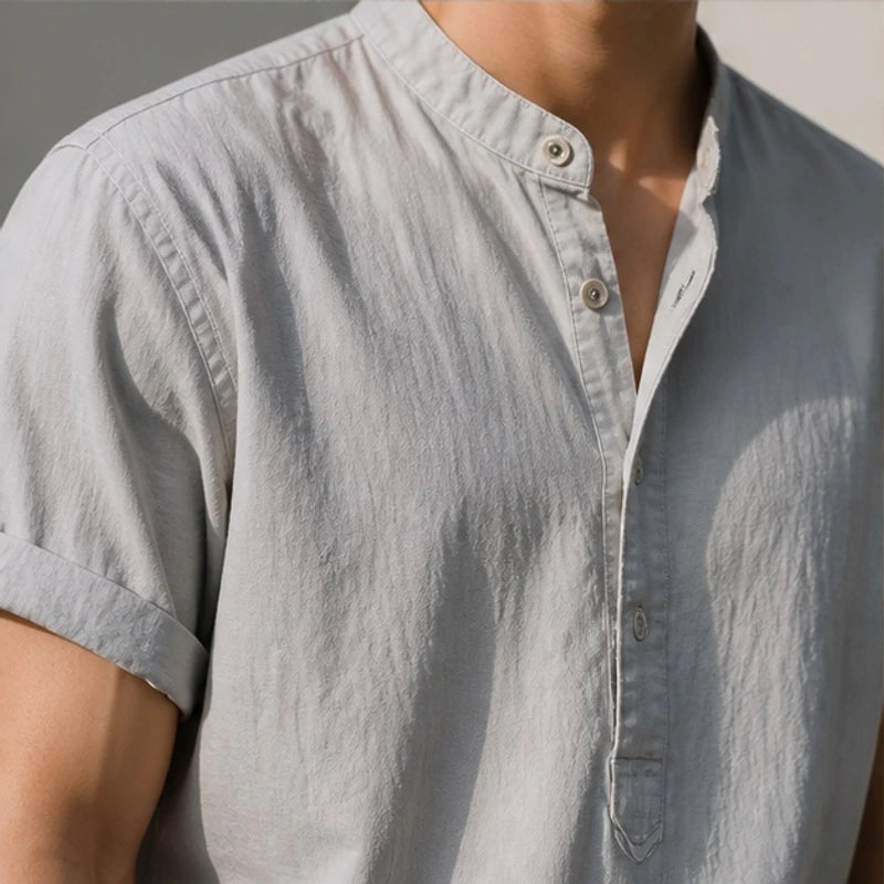 Piero Laid-Back Linen Shirt - Grey - men's shirt - Michael Verde - Image 2