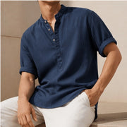 Piero Laid-Back Linen Shirt - Navy - men's shirt - Michael Verde - Image 2