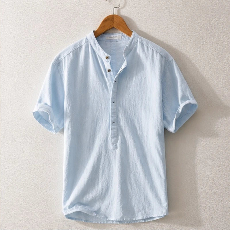Piero Laid-Back Linen Shirt - Sky Blue - linen shirt - Michael Verde - Image 3
