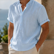 Piero Laid-Back Linen Shirt - Sky Blue - Shirt - Michael Verde - Image 1