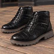 Pryor Men's Croc-Embossed Lug-Sole Boots - Black - Men's Footwear > Boots > Lug Sole Ankle Boots - Michael Verde - Image 3
