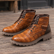 Pryor Men's Croc-Embossed Lug-Sole Boots - Light Brown - male - Michael Verde - Image 4