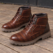 Pryor Men's Croc-Embossed Lug-Sole Boots - Dark Brown - Men's Footwear > Boots > Lug Sole Ankle Boots - Michael Verde - Image 3
